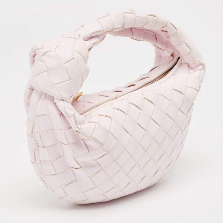Pre Owned Bottega Veneta Blush Pink Intrecciato Leather Mini Jodie Hobo