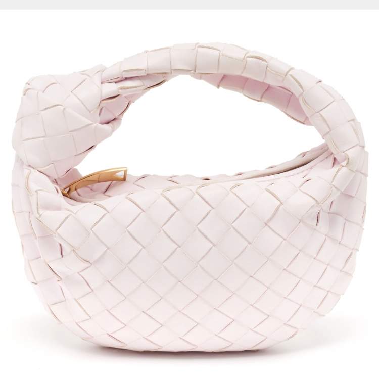 Pre Owned Bottega Veneta Blush Pink Intrecciato Leather Mini Jodie Hobo