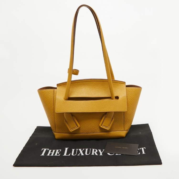 Pre Owned Bottega Veneta Yellow Leather Arco Tote