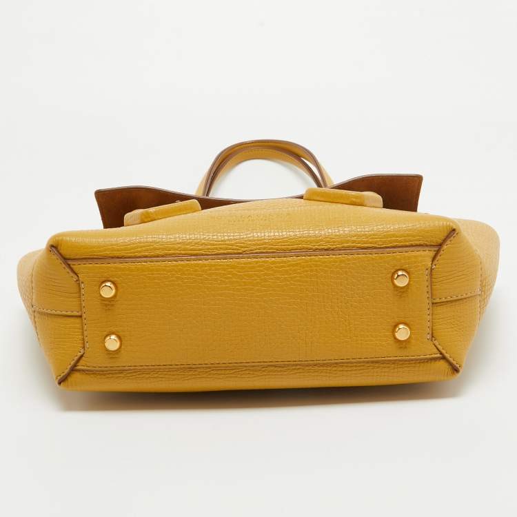 Pre Owned Bottega Veneta Yellow Leather Arco Tote