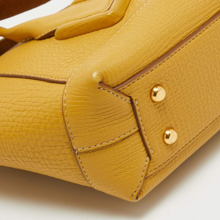 Pre Owned Bottega Veneta Yellow Leather Arco Tote