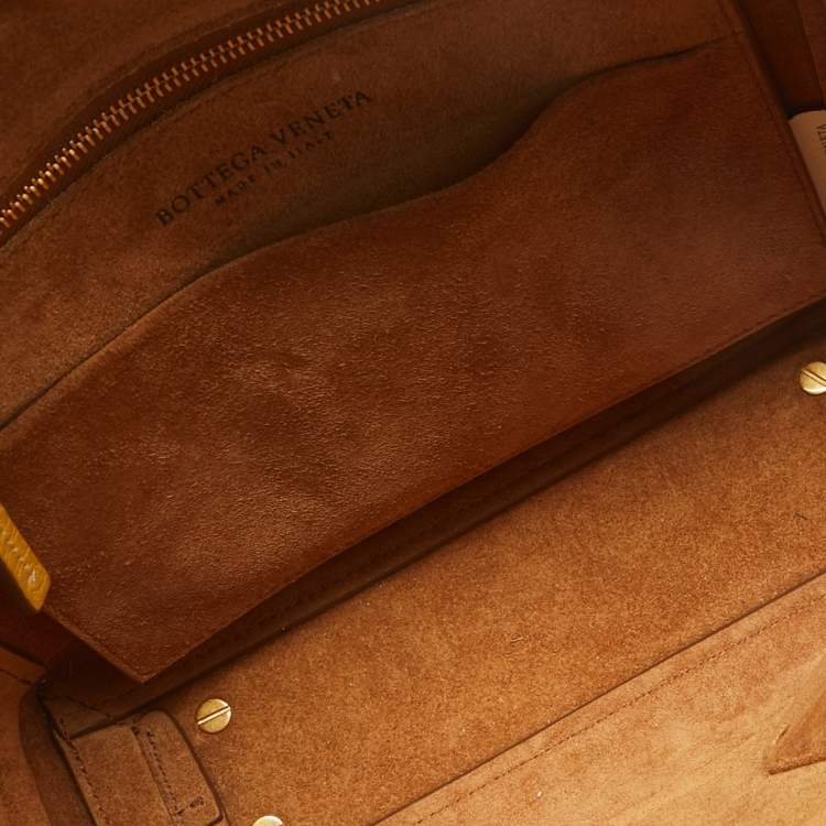 Pre Owned Bottega Veneta Yellow Leather Arco Tote