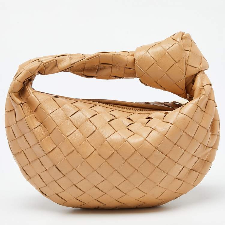 Pre Owned Bottega Veneta Beige Intrecciato Leather Mini BV Jodie Bag