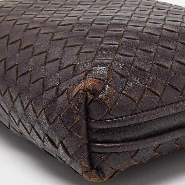 Pre Owned Bottega Veneta Brown Intrecciato Leather Nodini Crossbody Bag