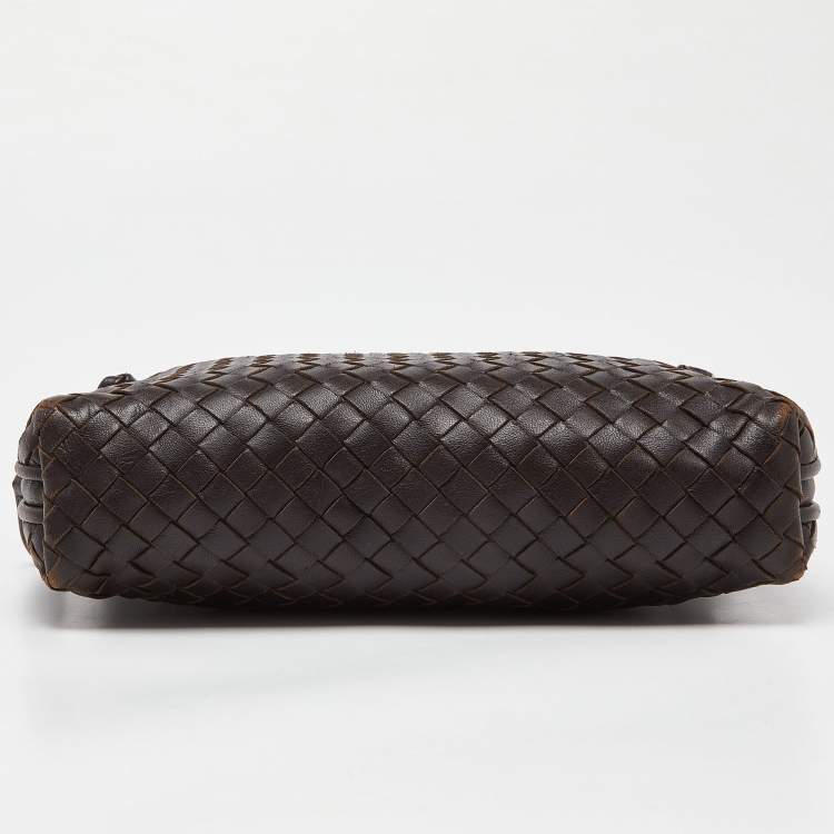 Pre Owned Bottega Veneta Brown Intrecciato Leather Nodini Crossbody Bag