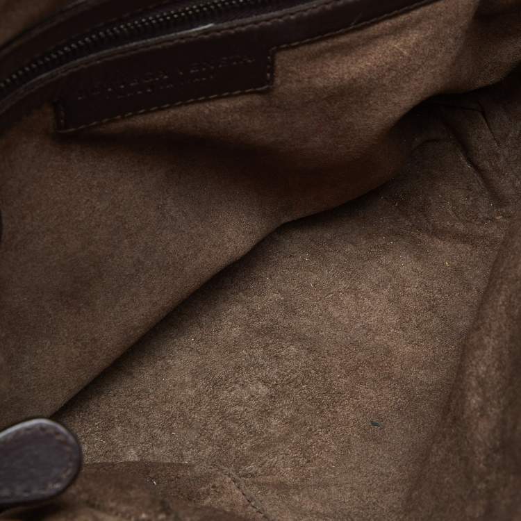 Pre Owned Bottega Veneta Brown Intrecciato Leather Nodini Crossbody Bag