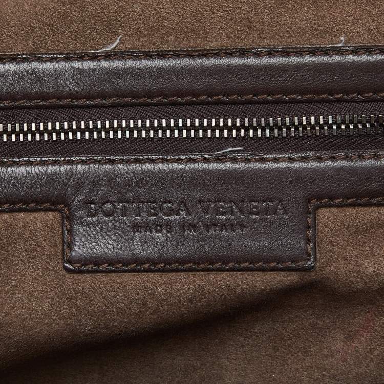 Pre Owned Bottega Veneta Brown Intrecciato Leather Nodini Crossbody Bag