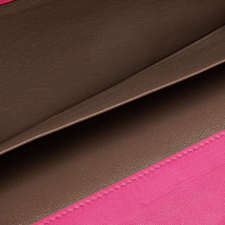 مملوكة مسبقًا Bottega Veneta Pink Intrecciato Leather Flap Continental Wallet