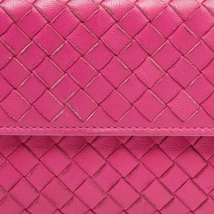 مملوكة مسبقًا Bottega Veneta Pink Intrecciato Leather Flap Continental Wallet