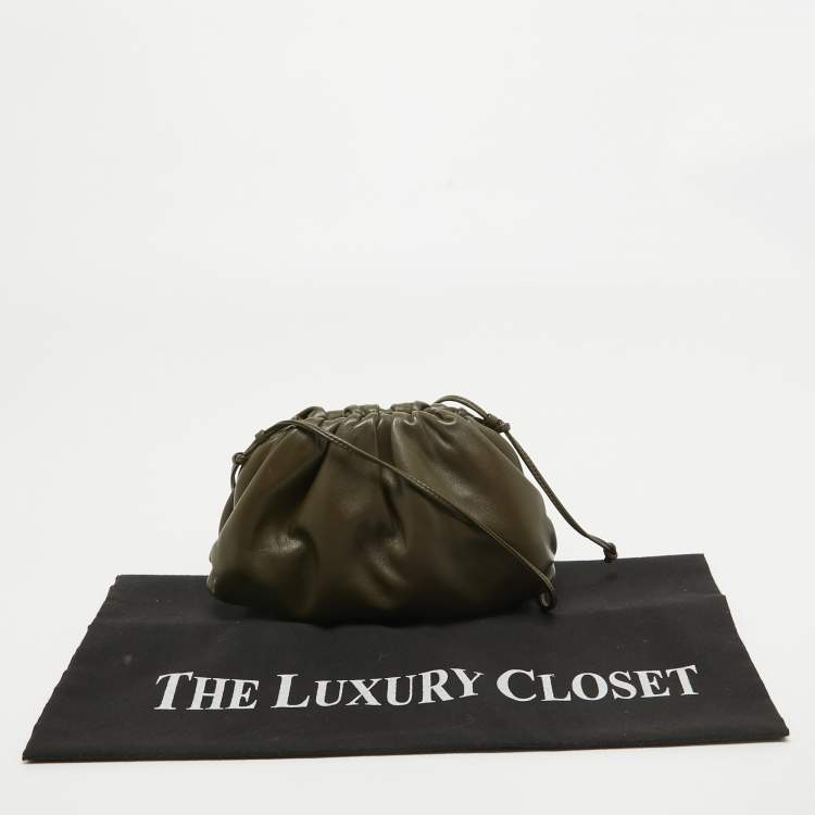 Pre Owned Bottega Veneta Olive Green Leather Mini The Pouch Bag