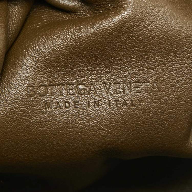 Pre Owned Bottega Veneta Olive Green Leather Mini The Pouch Bag