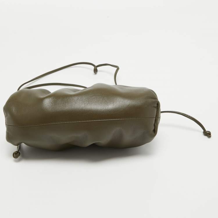 Pre Owned Bottega Veneta Olive Green Leather Mini The Pouch Bag