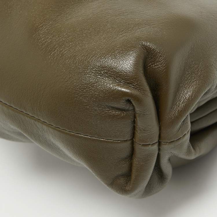 Pre Owned Bottega Veneta Olive Green Leather Mini The Pouch Bag