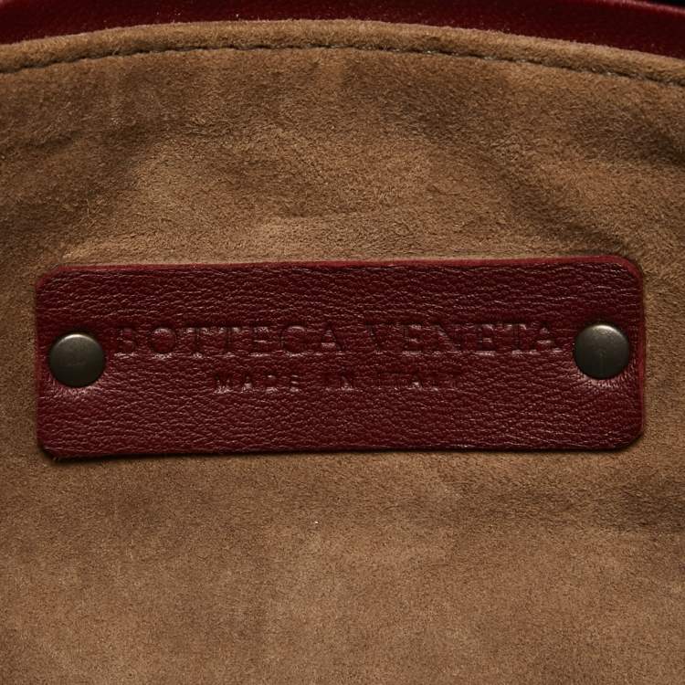 Pre Owned Bottega Veneta Burgundy Intrecciato Leather Nodini Crossbody Bag