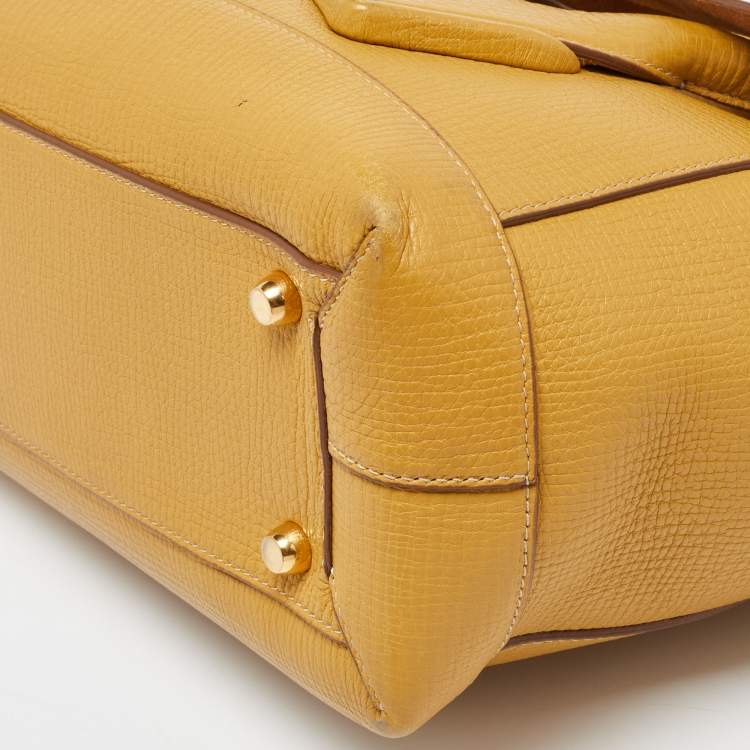 Pre Owned Bottega Veneta Mustard Leather Arco Tote