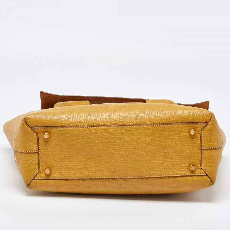 Pre Owned Bottega Veneta Mustard Leather Arco Tote