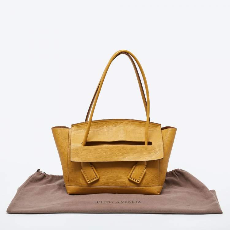 Pre Owned Bottega Veneta Mustard Leather Arco Tote