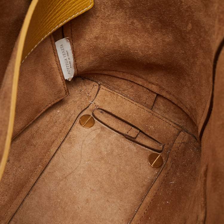 Pre Owned Bottega Veneta Mustard Leather Arco Tote