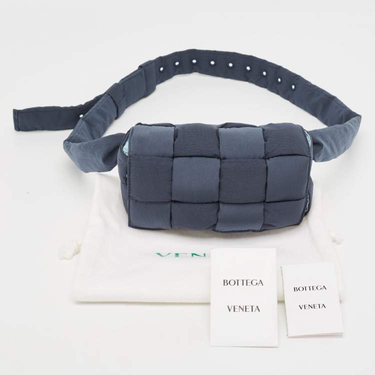 Pre Owned Bottega Veneta Navy Blue Padded Tech Fabric Cassette Belt Bag