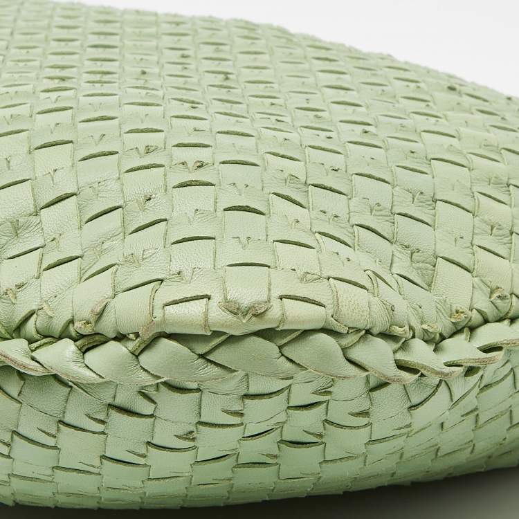 Pre Owned Bottega Veneta Light Green Intrecciato Leather Veneta Hobo