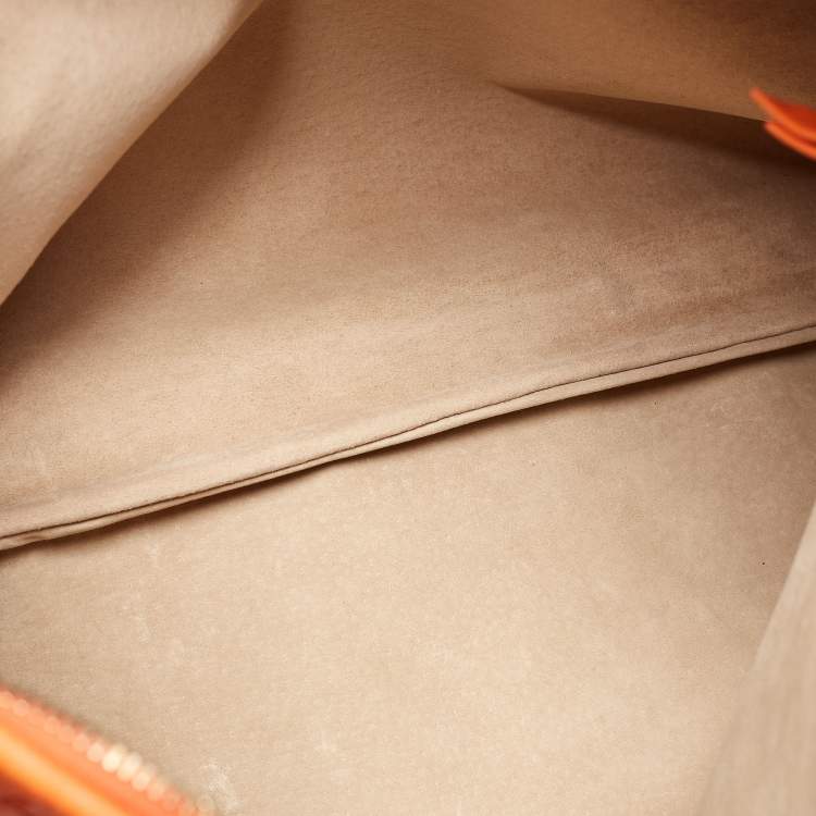 Pre Owned Bottega Veneta Orange Intrecciato Leather Veneta Hobo