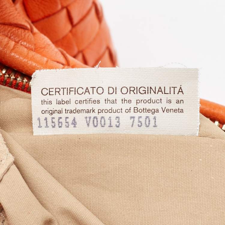 Pre Owned Bottega Veneta Orange Intrecciato Leather Veneta Hobo