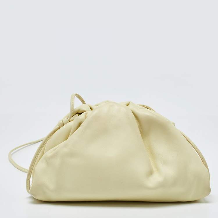 Pre Owned Bottega Veneta Light Yellow Leather Mini The Pouch Bag