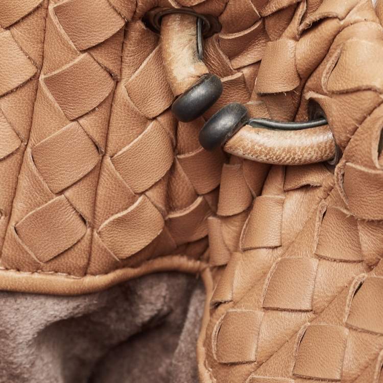 Pre Owned Bottega Veneta Brown Intrecciato Leather Large Natte Hobo