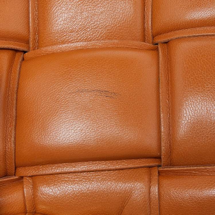 Pre Owned Bottega Veneta Pale Orange Leather Chain Cassette Top Handle Bag