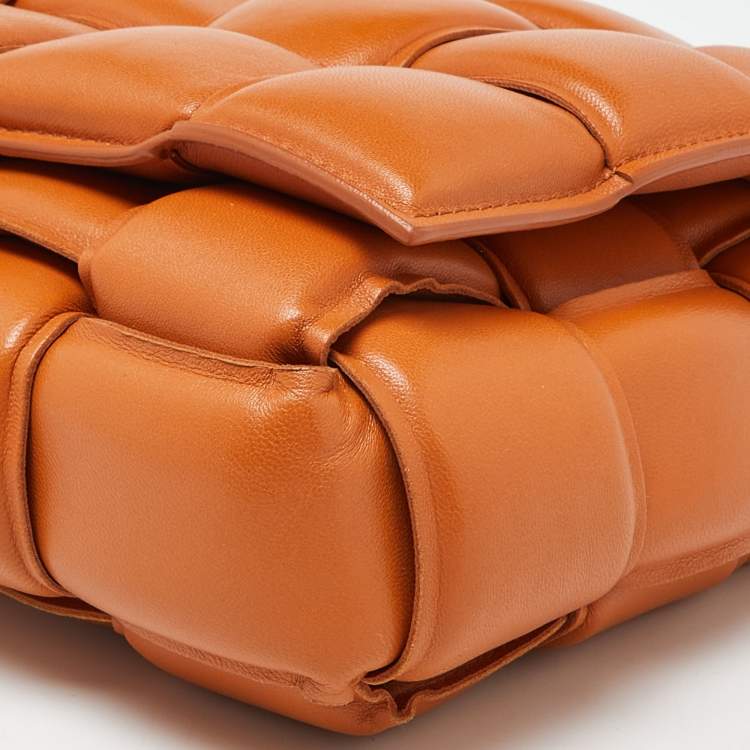 Pre Owned Bottega Veneta Pale Orange Leather Chain Cassette Top Handle Bag