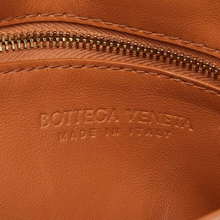 Pre Owned Bottega Veneta Pale Orange Leather Chain Cassette Top Handle Bag
