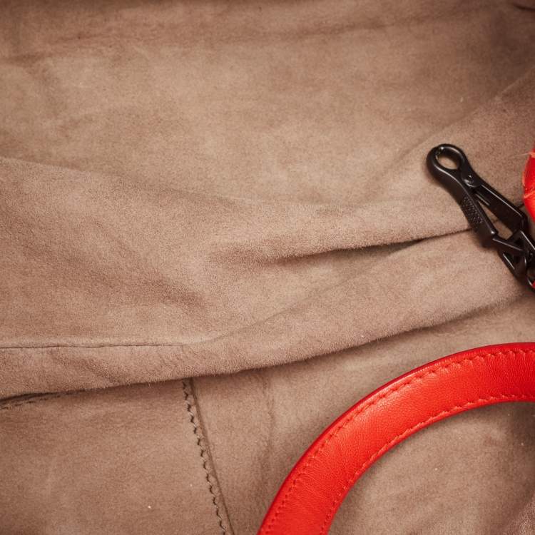 Pre Owned Bottega Veneta Red Intrecciato Leather Cesta Bag