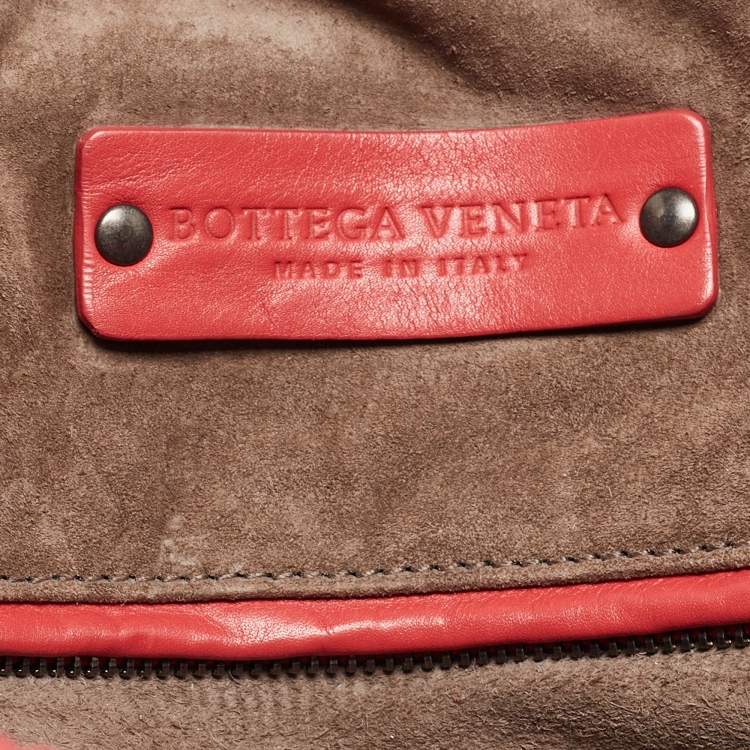Pre Owned Bottega Veneta Red Intrecciato Leather New Boston Bag