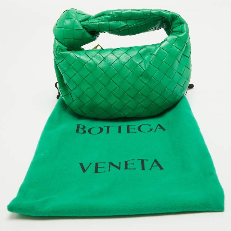Pre Owned Bottega Veneta Green Intrecciato Leather Mini BV Jodie Bag