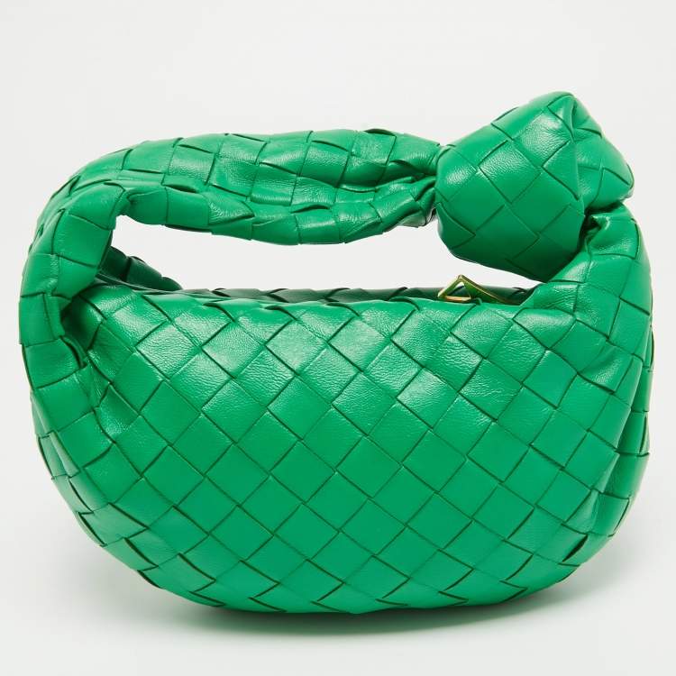 Pre Owned Bottega Veneta Green Intrecciato Leather Mini BV Jodie Bag