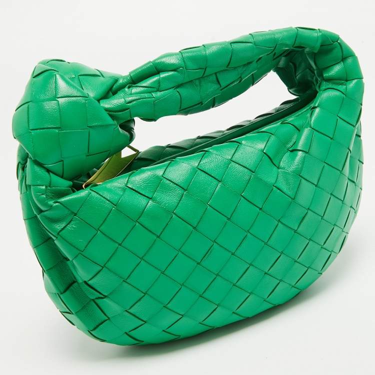 Pre Owned Bottega Veneta Green Intrecciato Leather Mini BV Jodie Bag