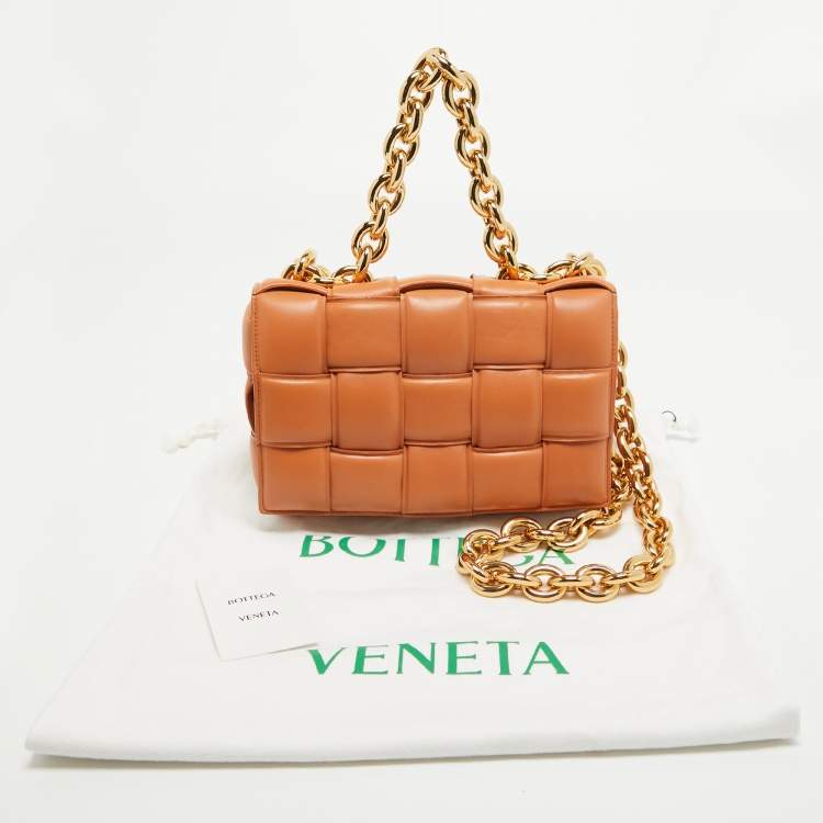Pre Owned Bottega Veneta Brown Padded Leather Chain Cassette Shoulder Bag