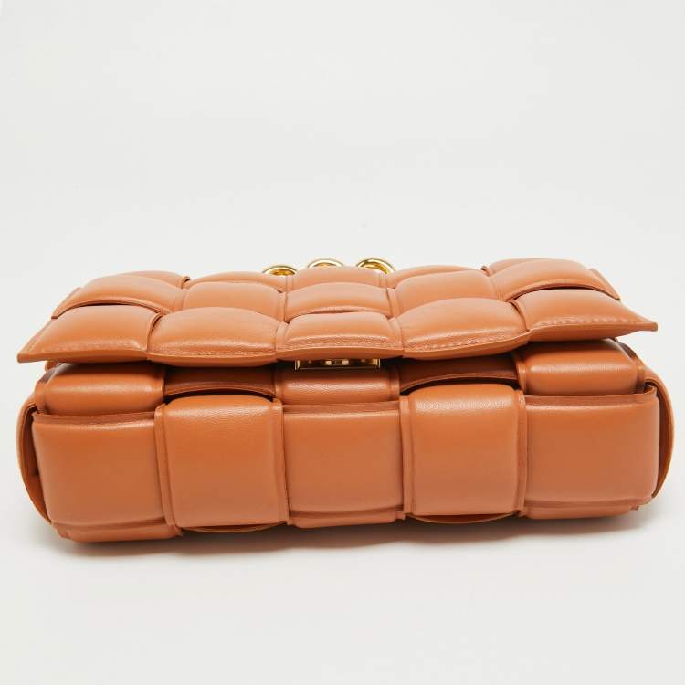 Pre Owned Bottega Veneta Brown Padded Leather Chain Cassette Shoulder Bag