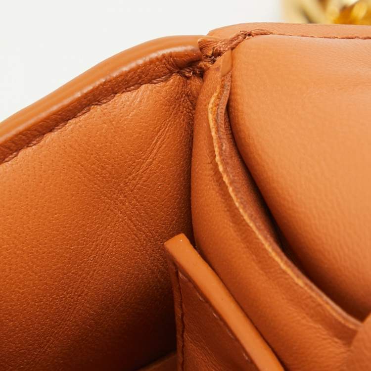 Pre Owned Bottega Veneta Brown Padded Leather Chain Cassette Shoulder Bag