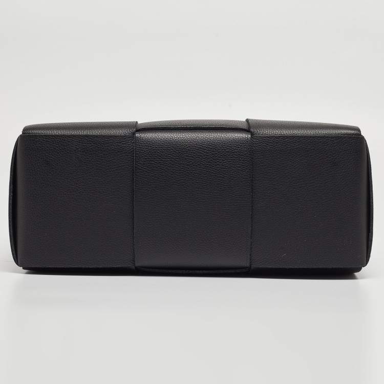 Pre Owned Bottega Veneta Black Intreccio Leather small Arco Tote