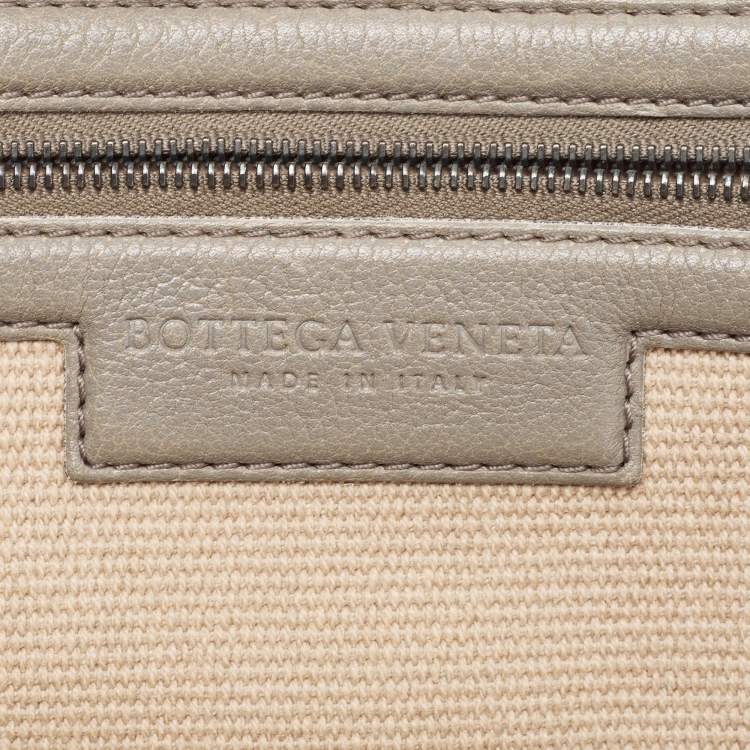 Pre Owned Bottega Veneta Grey Leather Intrecciato Handle Tote