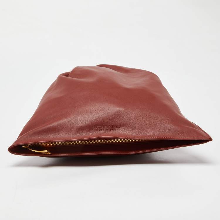 Pre Owned Bottega Veneta Rust Brown Leather BV Knotted Twist Clutch