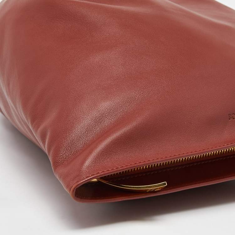Pre Owned Bottega Veneta Rust Brown Leather BV Knotted Twist Clutch