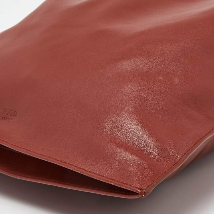 Pre Owned Bottega Veneta Rust Brown Leather BV Knotted Twist Clutch