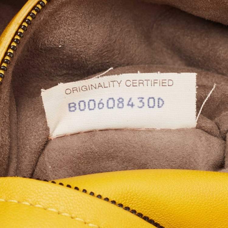 Pre Owned Bottega Veneta Yellow Lizard Turnlock Flap Top Handle Bag