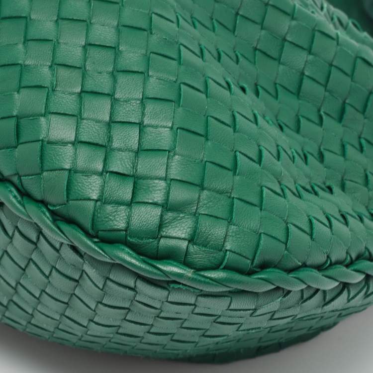 Pre Owned Bottega Veneta Green Intrecciato Leather Large Veneta Hobo