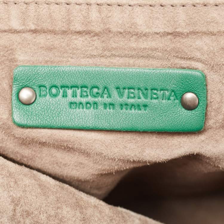Pre Owned Bottega Veneta Green Intrecciato Leather Large Veneta Hobo
