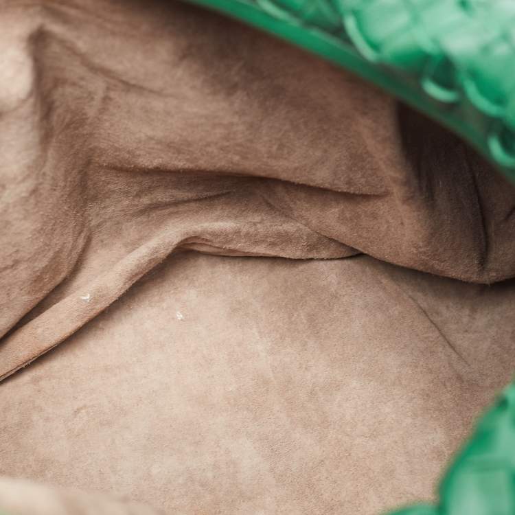 Pre Owned Bottega Veneta Green Intrecciato Leather Large Veneta Hobo