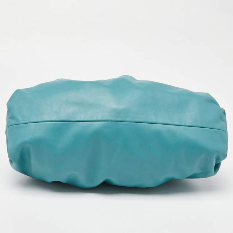 Pre Owned Bottega Veneta Blue Leather Classic Pouch 