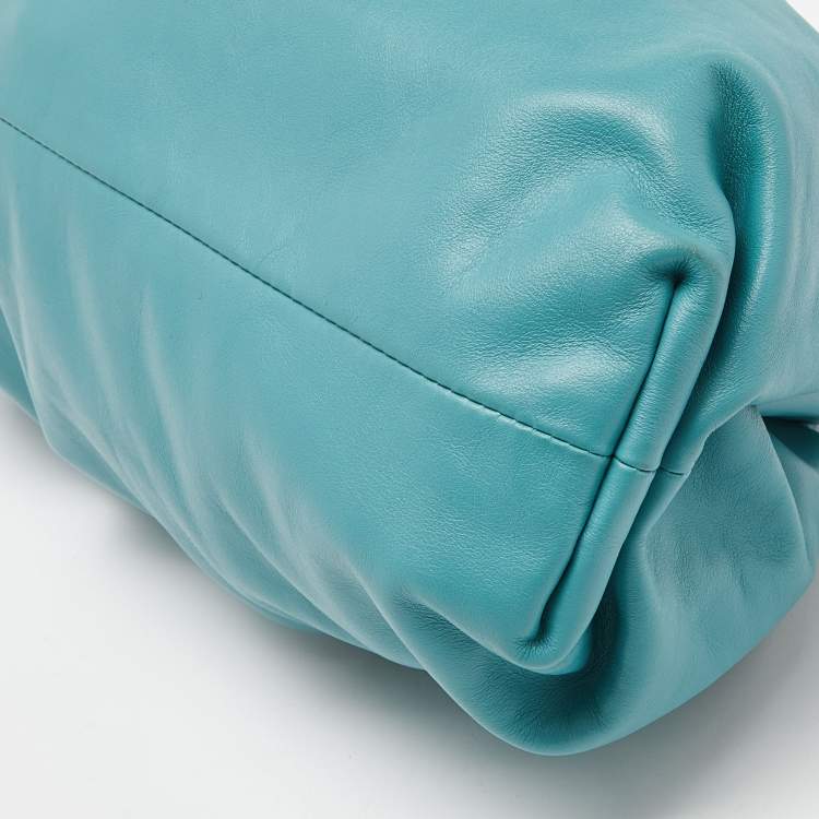 Pre Owned Bottega Veneta Blue Leather Classic Pouch 